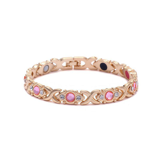 Energy Magnet Bracelet, Eco-Friendly Alloy Withdiamonds,Adjustable Ladies' Wristband